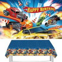 Conjunto de decorações de festa Hot Race Car Game Birthday com toalha de mesa