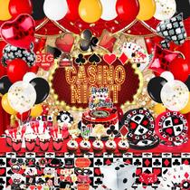 Conjunto de decorações de festa Kooterfun, 175 unidades, tema de cassino, com 20 convidados Conjunto de decorações de festa Kooterfun, 175 unidades, tema de cassino, com 20 convidados