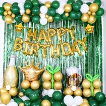 Conjunto de decorações de festa Nigifter Green Gold Birthday 145 unidades