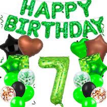 Conjunto de decorações de festa Uosrua Pixel Happy Birthday 7th