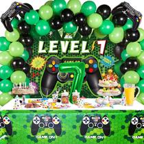 Conjunto de decorações de festa Vlipoeasn 90PCS, videogame de 7º aniversário Conjunto de decorações de festa Vlipoeasn 90PCS, videogame de 7º aniversário