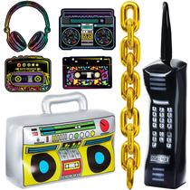 Conjunto de decorações de festa Zhanmai 80s 90s inflável Boombox Radio