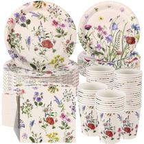 Conjunto de decorações de festa Ziliny Wildflower com pratos, guardanapos e copos