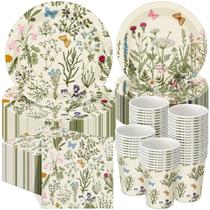 Conjunto de decorações de festa Ziliny Wildflower com pratos, guardanapos e copos