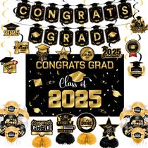 Conjunto de decorações de formatura 2025 com tema dourado - Zerunyiw