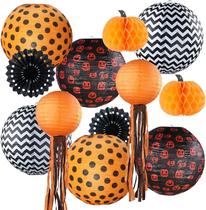Conjunto de decorações de Halloween UNIQOOO Paper Lantern, pacote com 12 Conjunto de decorações de Halloween UNIQOOO Paper Lantern, pacote com 12