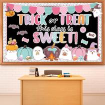 Conjunto de decorações de quadro de avisos de Halloween com recortes de papel fantasma