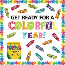 Conjunto de decorações de quadro de avisos VABAMNA, 61 unidades com tema de giz de cera Conjunto de decorações de quadro de avisos VABAMNA, 61 unidades com tema de giz de cera