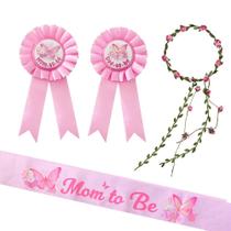 Conjunto de decorações para chá de bebê Butterfly Mom to Be Sash & Crown