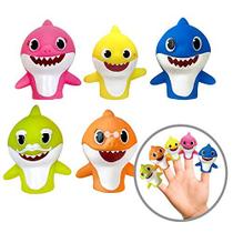 Conjunto de Dedoches Baby Shark 5 Peças - Educativo, Diversão na Praia, Brinquedos de Banho - Ginsey