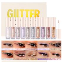 Conjunto de Delineador e Sombra Líquida com Glitter BestLand - 10 Cores