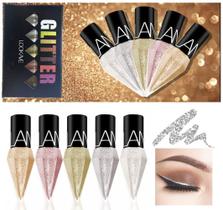 Conjunto de delineador líquido Glitter Go Ho Colorful, 5 cores, à prova d'água Conjunto de delineador líquido Glitter Go Ho Colorful, 5 cores, à prova d'água