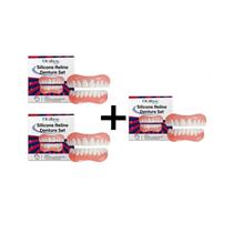 Conjunto De Dentaduras De Silicone Ajustáveis Para Adultos, Facetas Superiores E Inferiores, Dentes - Oralhoe Conjunto De Dentaduras De Silicone Ajustáveis Para Adultos, Facetas Superiores E Inferiores, Dentes - Oralhoe