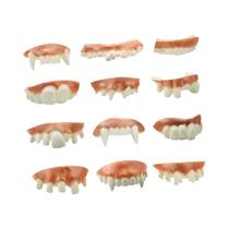 Conjunto De Dentes De Halloween 12 Peças - Dentadura Falsa Engraçada De Vampiro Para Cosplay,