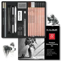Conjunto de Desenho a Carvão KALOUR PDAS - 22 Peças para Desenho e Esboço Conjunto de Desenho a Carvão KALOUR PDAS - 22 Peças para Desenho e Esboço