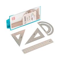 Conjunto De Desenho Em Alumínio 4 PCS Régua Reta Transferidor Triangular Material Escolar Conjuntos