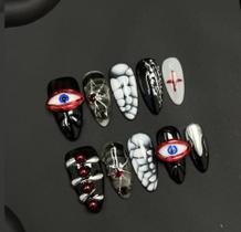 Conjunto de design de web Nail Art Press On Nails Halloween Spider