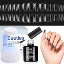 Conjunto de dicas de unhas Beetles Gel Nail 510 unidades com lâmpada LED UV e cola
