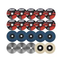 Conjunto De Discos De Corte E Desbaste De Metal De 3 Polegadas, Disco Plano, Disco De Lixa De Lã E Conjunto De Discos De Corte E Desbaste De Metal De 3 Polegadas, Disco Plano, Disco De Lixa De Lã E