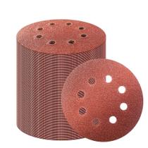 Conjunto de discos de lixar PRIZOM 200 unidades, 125 mm, 8 furos, gancho e laço