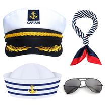 Conjunto de Disfraz D-Fokes Sombrero de Capitán de Yate Gorra de Marinero Bufanda