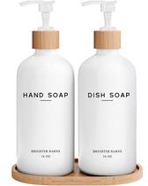 Conjunto de Dispensadores com Bomba Brighter Barns em Vidro Branco 470ml Conjunto de Dispensadores com Bomba Brighter Barns em Vidro Branco 470ml