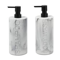 Conjunto de dispensadores Indecor Home Marble Resin Shampoo para lavagem corporal, 2 unidades Conjunto de dispensadores Indecor Home Marble Resin Shampoo para lavagem corporal, 2 unidades