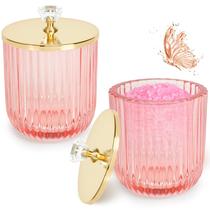 Conjunto de dispensadores Qtip Holder Jenseits Glass Apothecary Jar rosa