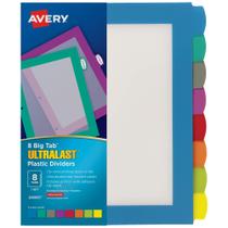 Conjunto de divisórias de plástico Avery Ultralast Big Tab de 8 abas Conjunto de divisórias de plástico Avery Ultralast Big Tab de 8 abas