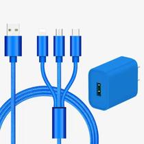 Conjunto de dois peças de carregador azul + cabo de dados Conjunto de dois peças de carregador azul + cabo de dados