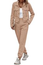 Conjunto de Dois Peças PRETTYGARDEN Jaqueta Shacket Manga Longa e Calça P M Conjunto de Dois Peças PRETTYGARDEN Jaqueta Shacket Manga Longa e Calça P M