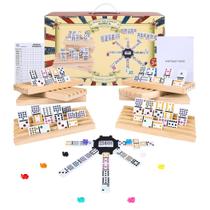 Conjunto de Dominó Gonoelec Mexican Train Duplo 15 com 136 Peças