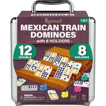 Conjunto de Dominó Mexican Train Queensell - Double 12 com 8 Suportes