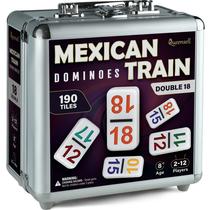 Conjunto de Dominó Mexican Train Queensell - Duplo 18 com Estojo Conjunto de Dominó Mexican Train Queensell - Duplo 18 com Estojo