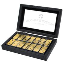 Conjunto de dominós Bucher&Rossini Metal Surface Double 6 com estojo Conjunto de dominós Bucher&Rossini Metal Surface Double 6 com estojo