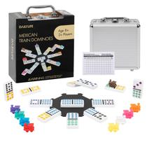 Conjunto de dominós DAILYLIFE Mexican Train Double 12 com estojo 91 azulejos