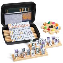 Conjunto de dominós ELONGDI Mexican Train Double 12 com 4 bandejas/prateleiras