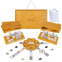 Conjunto de dominós GOTHINK Mexican Train Double 12 com estojo para crianças Conjunto de dominós GOTHINK Mexican Train Double 12 com estojo para crianças