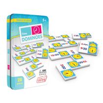 Conjunto de dominós Junior Learning JL486 Time para crianças com estojo de lata Conjunto de dominós Junior Learning JL486 Time para crianças com estojo de lata
