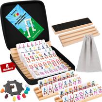 Conjunto de dominós Mexican Train Demteric Double 15 com 8 suportes Conjunto de dominós Mexican Train Demteric Double 15 com 8 suportes