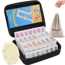 Conjunto de dominós Mexican Train Doreimi Double 15 com estojo Conjunto de dominós Mexican Train Doreimi Double 15 com estojo