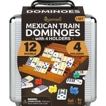 Conjunto de dominós Mexican Train Double 15 com estojo de alumínio