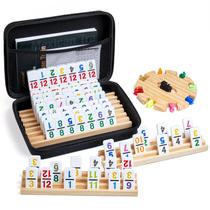 Conjunto de dominós Mexican Train ELONGDI com 4 bandejas e estojo de transporte