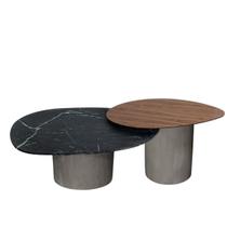 Conjunto de duas Mesas de Centro Orgânica 80 cm Mármore e Mdf