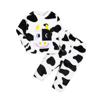 Conjunto De Duas Peças Bordado Com Vaca Leiteira Para Bebê Menino, Outono/Inverno, Roupa Infantil