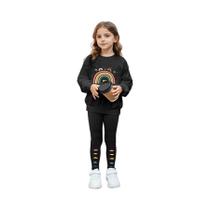 Conjunto De Duas Peças Com Estampa De Arco-íris Para Meninas, Manga Comprida, Roupas De Inverno E Conjunto De Duas Peças Com Estampa De Arco-íris Para Meninas, Manga Comprida, Roupas De Inverno E