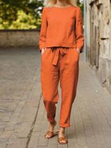 Conjunto de duas peças de algodão lace up 2 peças