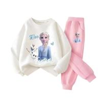 Conjunto De Duas Peças De Moletom Com Estampa De Desenho Animado Da Princesa Elsa Da Disney Frozen