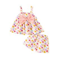 Conjunto De Duas Peças De Verão Para Bebês Meninas, Top Com Estampa De Bolinhas E Alça Grande Com Conjunto De Duas Peças De Verão Para Bebês Meninas, Top Com Estampa De Bolinhas E Alça Grande Com