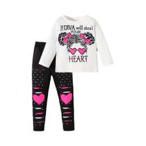Conjunto De Duas Peças Fofo Para Bebês Meninas: Blusa De Manga Comprida Com Estampa De Desenho